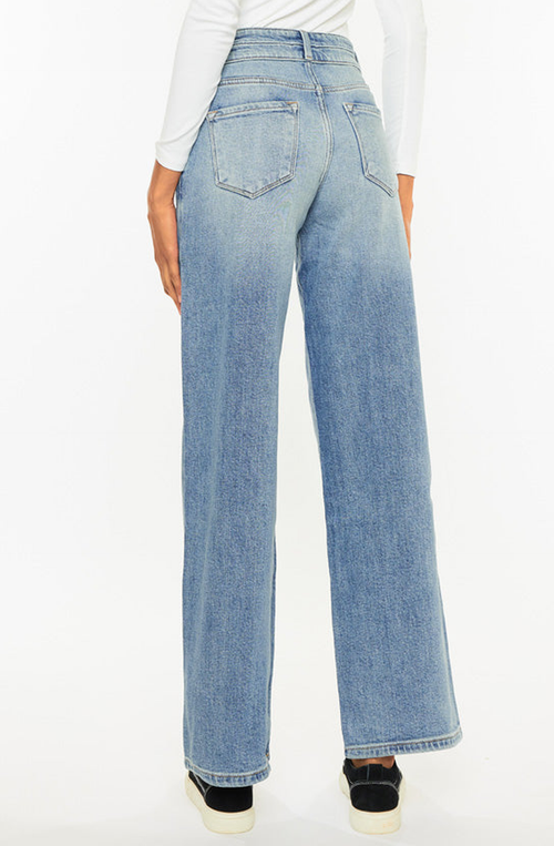 Kancan Promise High Rise Wide Leg Jeans In Medium Wash
