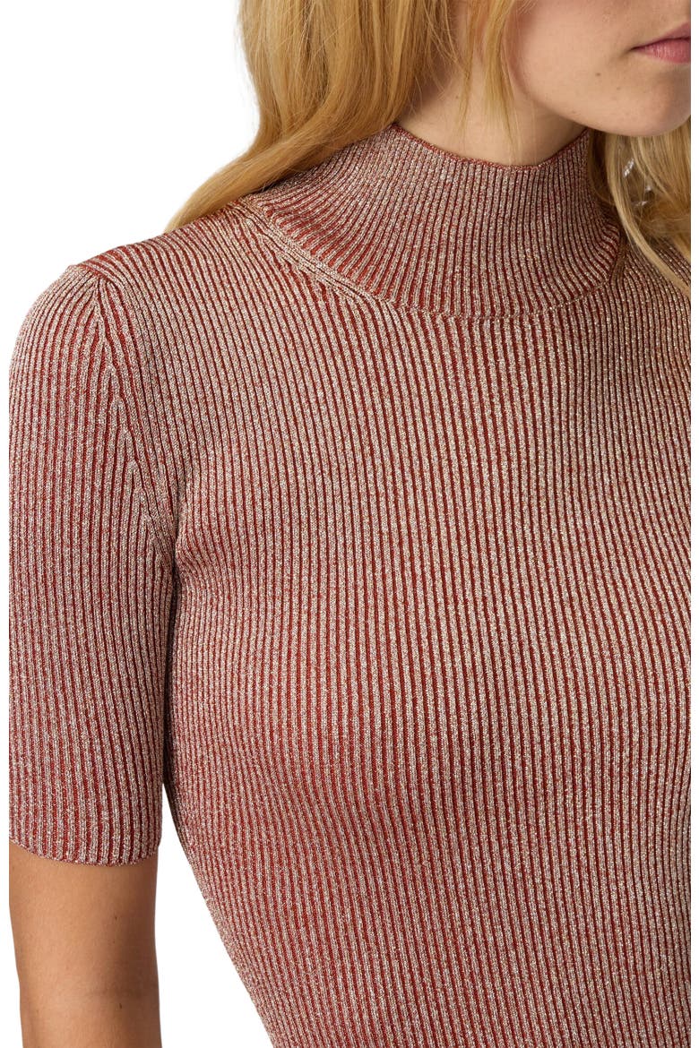 Mock Neck Sweater With Lamé Threads, Alternate, color, Pink Lamé