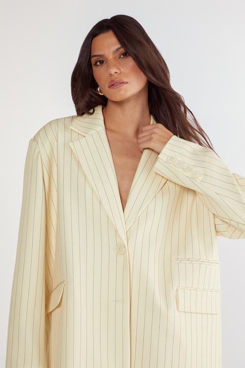 Nasty Gal Oversized Pinstripe Tailored Blazer In Yellow