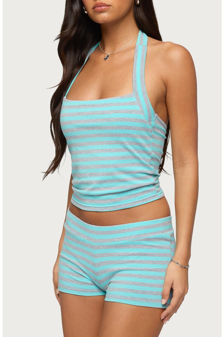 Delyla Stripe Halter Top, Alternate, color, AQUA