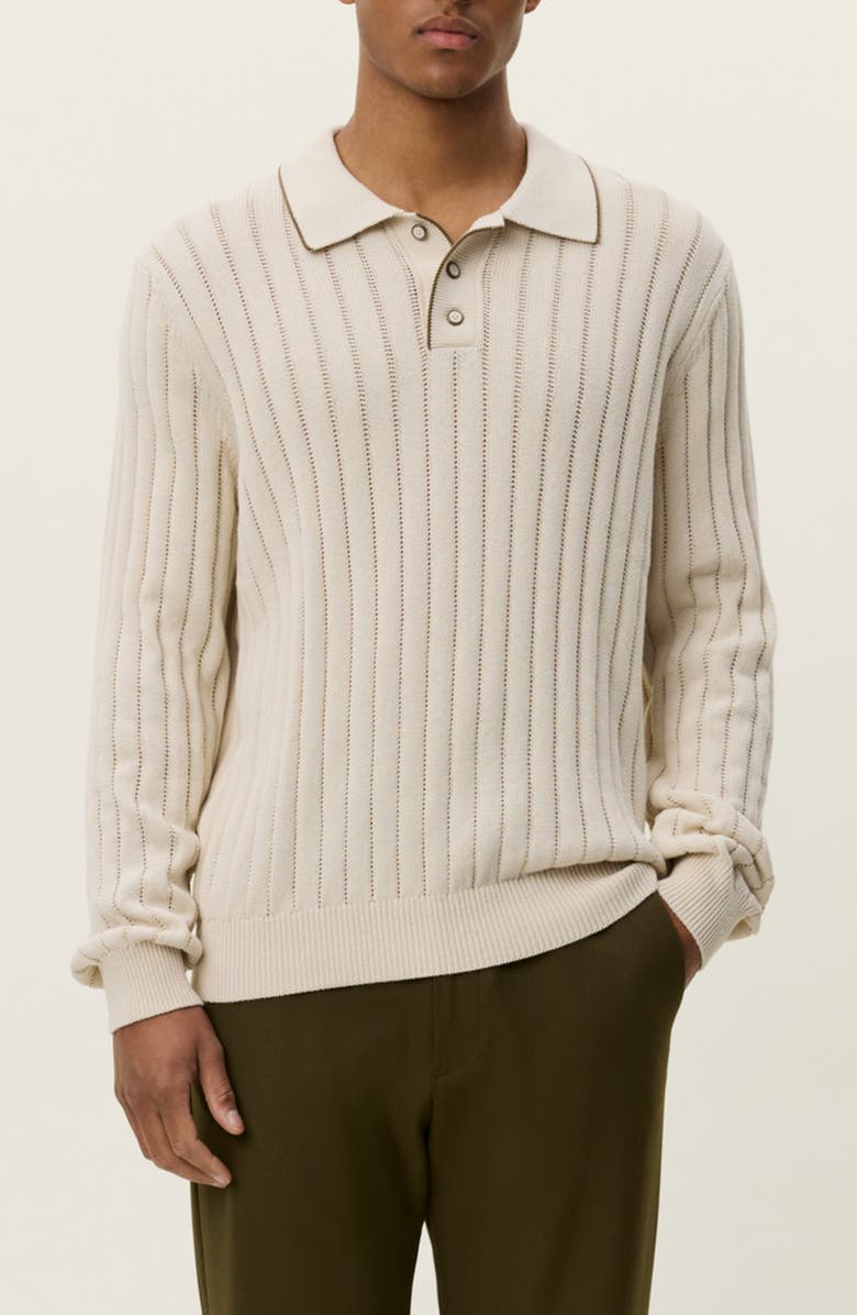 Les Deux Bogart Rugby Polo Sweater, Main, color, Ivory