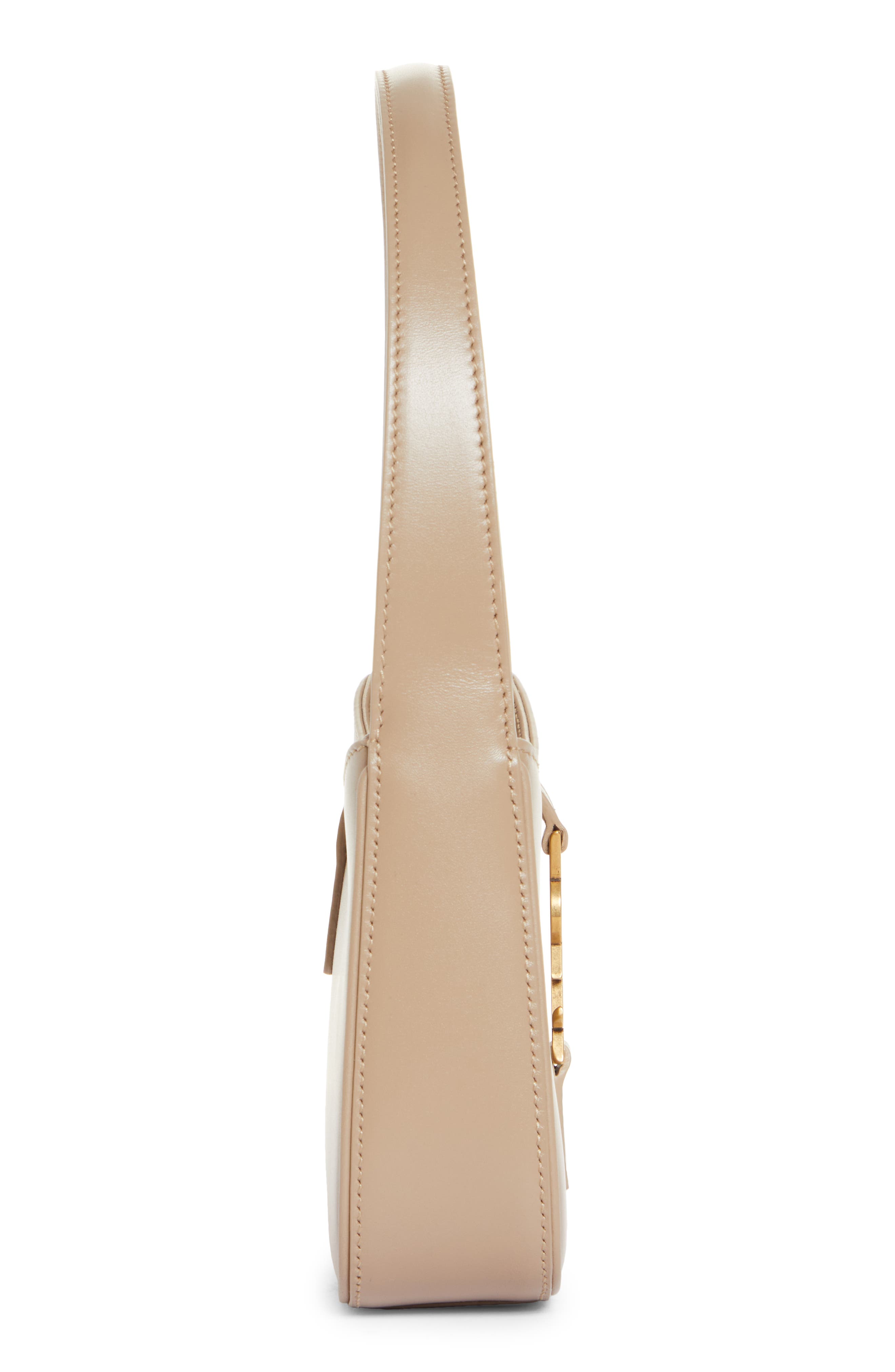 Saint Laurent Micro Le 5 à 7 Leather Hobo, Alternate, color, Dark Beige