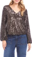 Karen Kane Sequin V-Neck Top