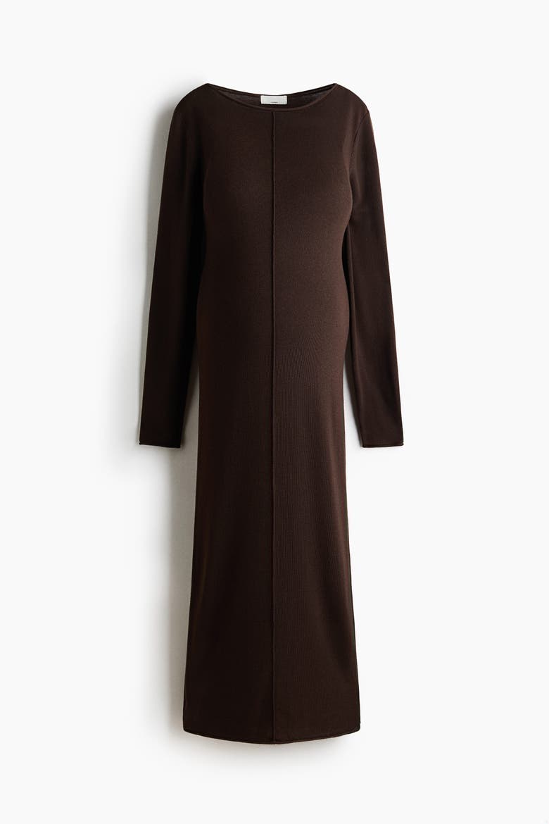 Mama Fine-knit Dress, Alternate, color, Dark brown