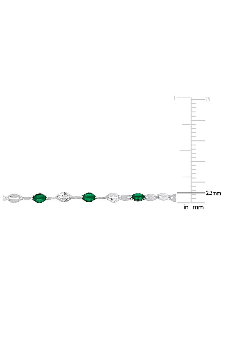 Sterling Silver Green Enamel Station Chain Necklace, Alternate, color, SILVER