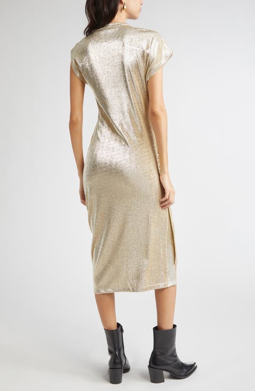 Rabanne Drapé Pression Metallic Knit Dress