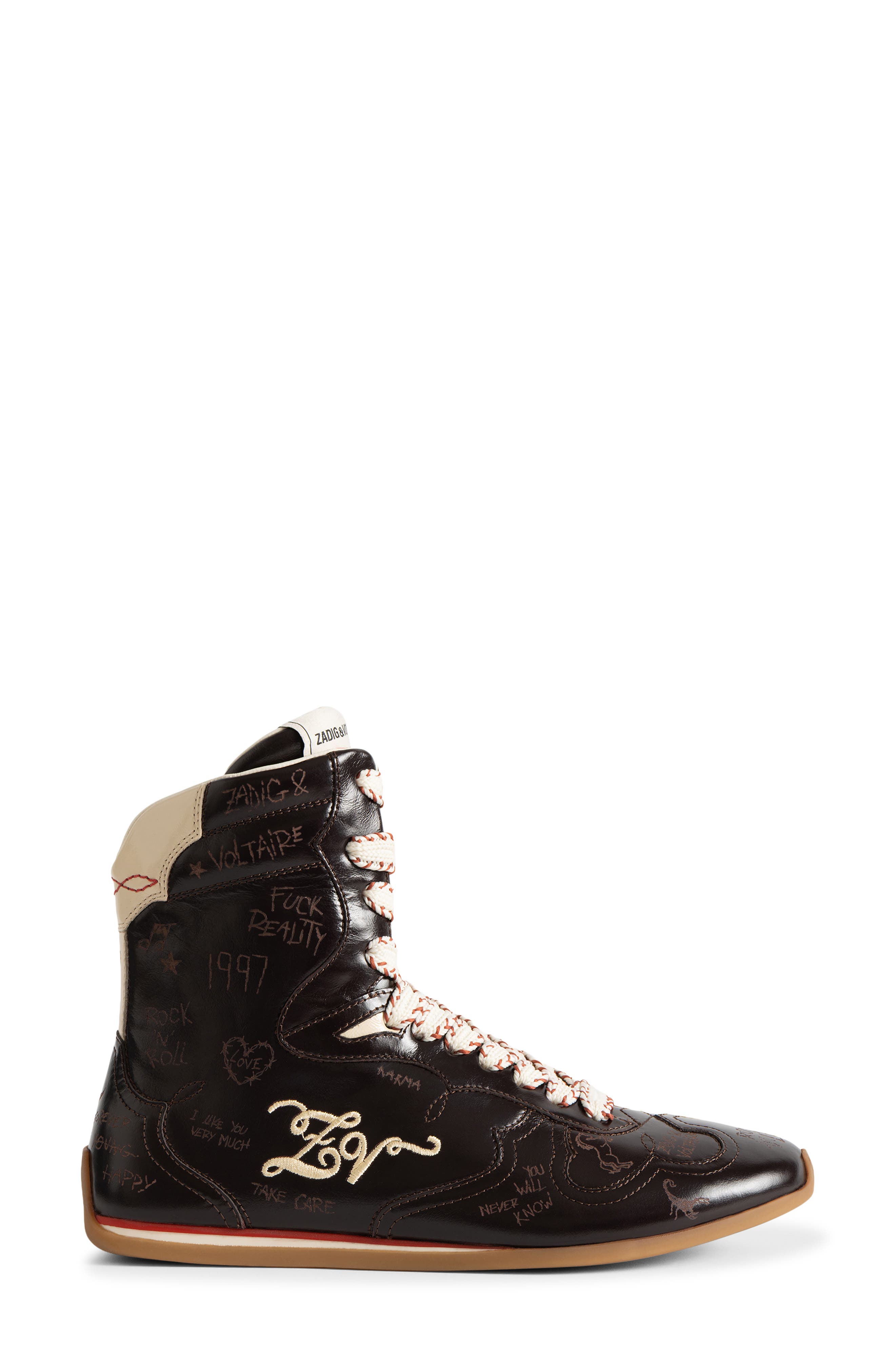 ZV Dance Leather High Top Sneaker, Alternate, color, BROWNIE