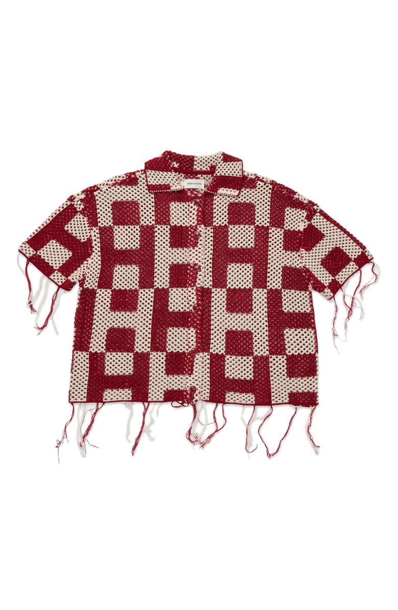 HONOR THE GIFT Crochet Short Sleeve Button-Up Shirt, Main, color,