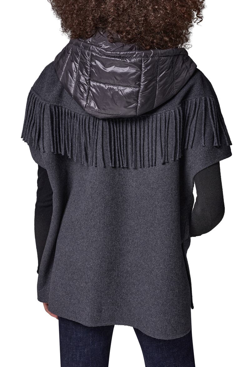 Double Face Cape Coat with Detachable Hood, Alternate, color, CHARCOAL H