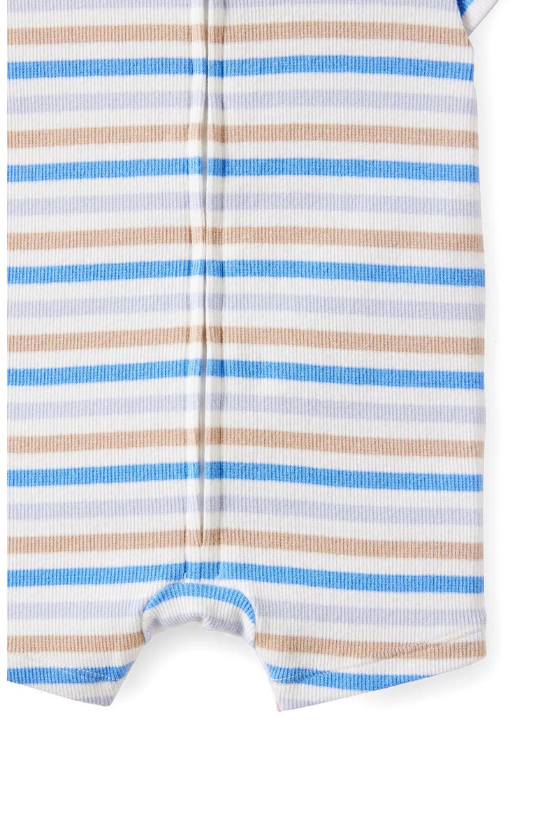 Growie Short Sleeve Zip All In One Romper, Alternate, color, Vanilla-Blue Bonnet Bowie