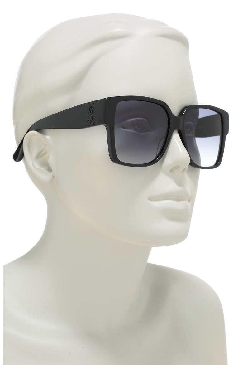 55mm Square Sunglasses, Alternate, color, BLACK BLACK GREY