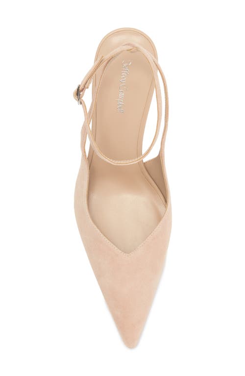 Jeffrey Campbell Executive Ankle Strap Pointed Toe Slingback Pump In Beige Suede