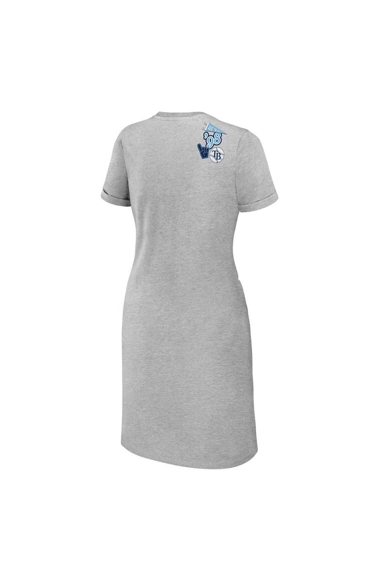 WEAR by Erin Andrews Women's WEAR by Erin Andrews Heather Gray Tampa Bay Rays Knotted T-Shirt Dress, Alternate, color, Heather Gray