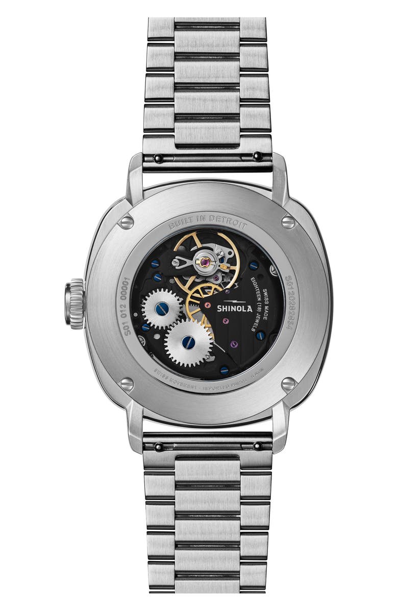 Shinola Mechanic Bracelet Watch, 39mm, Alternate, color, Black/Silver