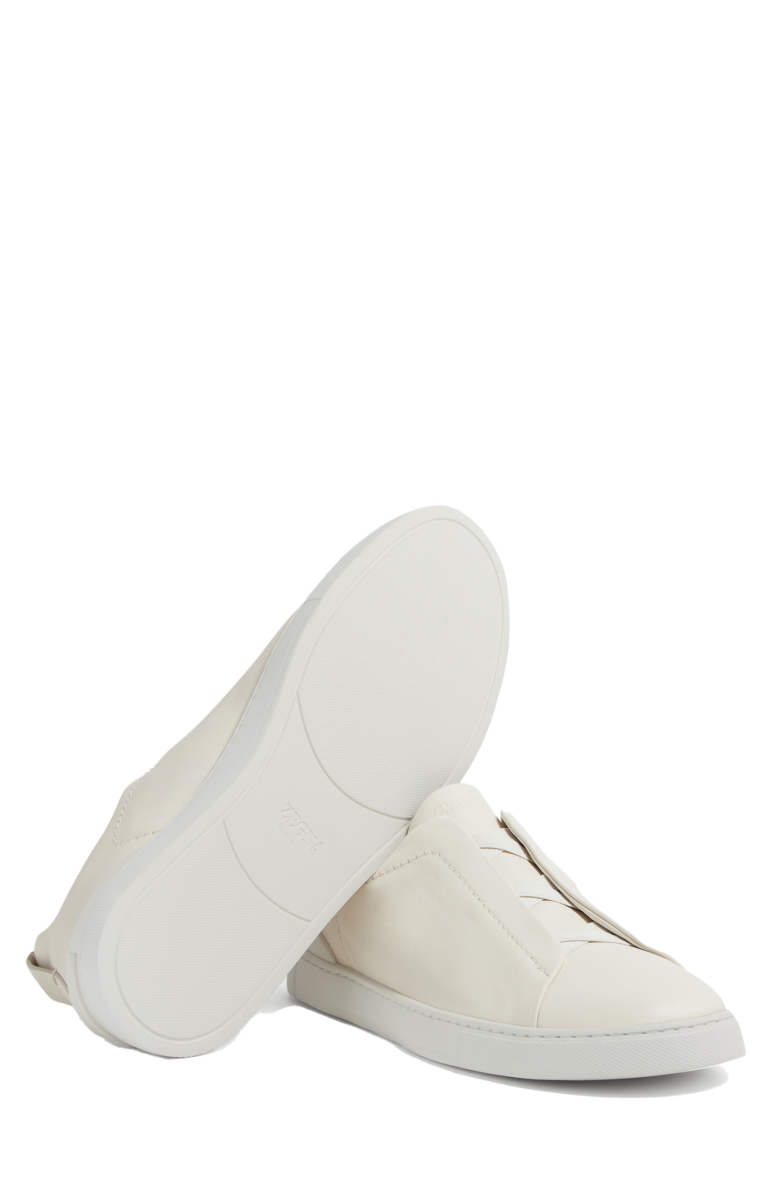 ZEGNA White Triple Stitch<sup>™</sup> SECONDSKIN Low Top Sneaker, Alternate, color, 