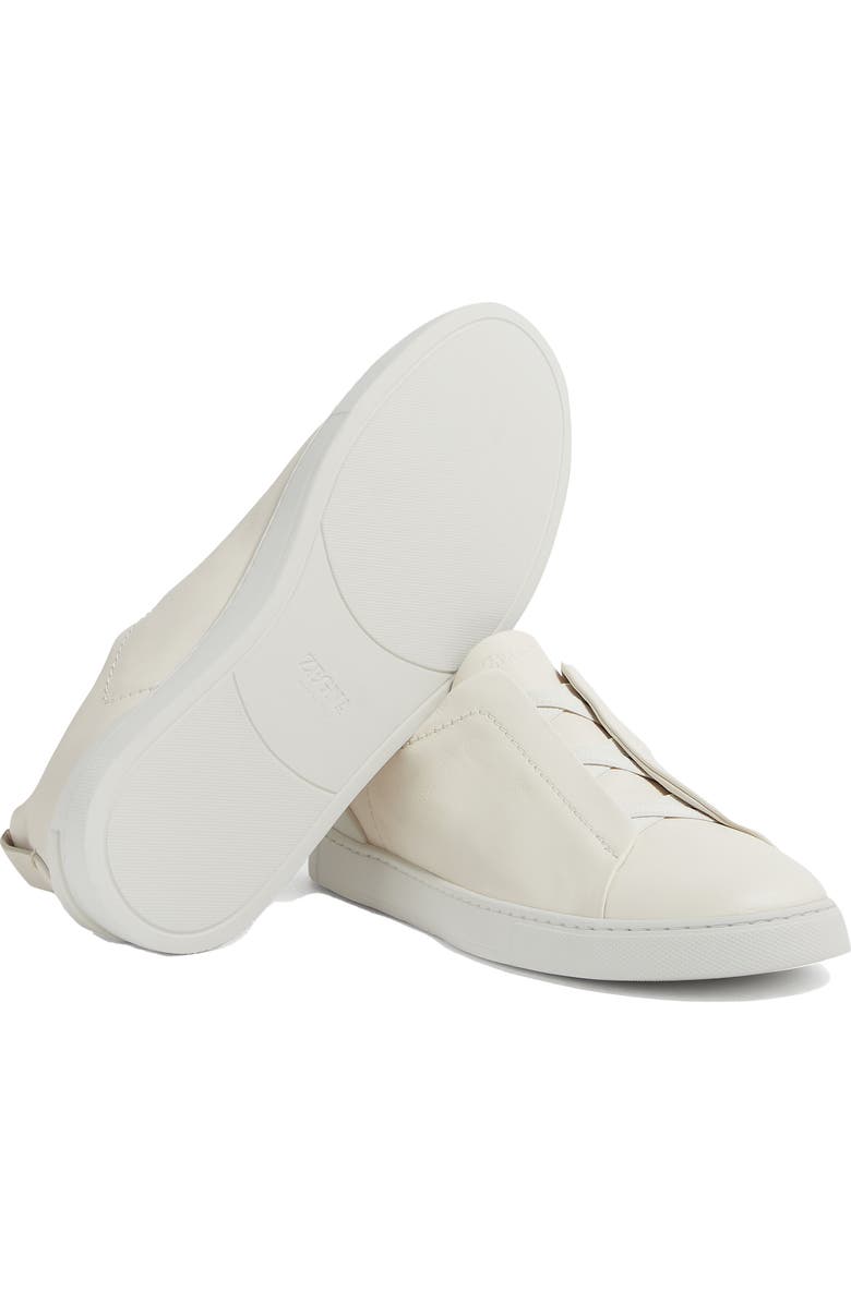 ZEGNA White Triple Stitch<sup>™</sup> SECONDSKIN Low Top Sneaker, Alternate, color,
