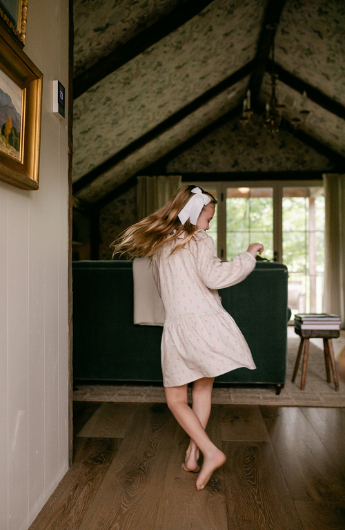 Little Paper Kids Ayla Long Sleeve Retro Floral Dress In Pink