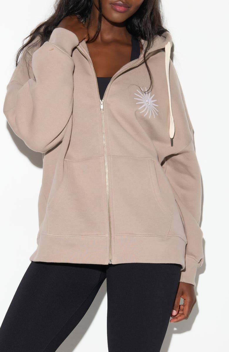 Spiritual Gangster Emit Peace Boyfriend Zip Hoodie, Main, color, Moon Rock