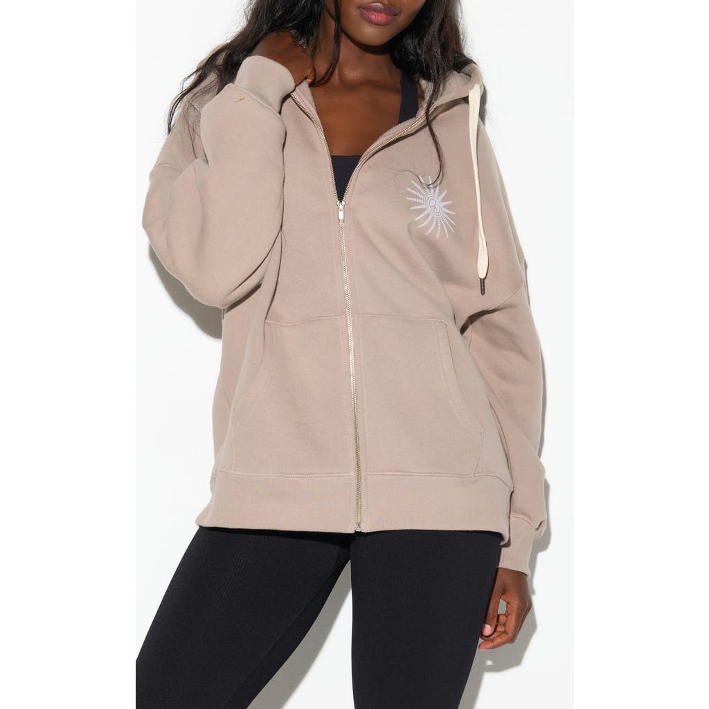 Spiritual Gangster Emit Peace Boyfriend Zip Hoodie In Neutral