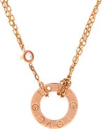 Pre-Owned Cartier 2 Diamonds Love Pendant Necklace 18K Rose Gold and Diamonds