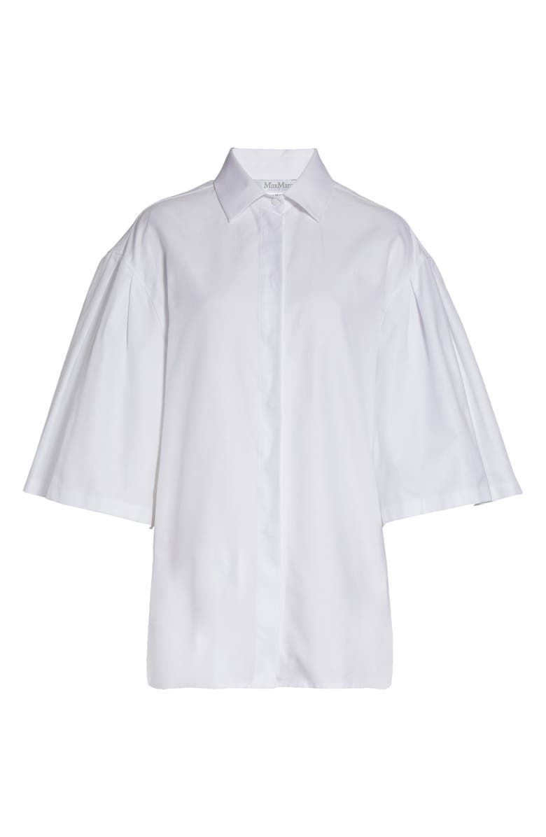 Max Mara Cape Sleeve Cotton Button-Up Shirt, Alternate, color, Bianco Ottico
