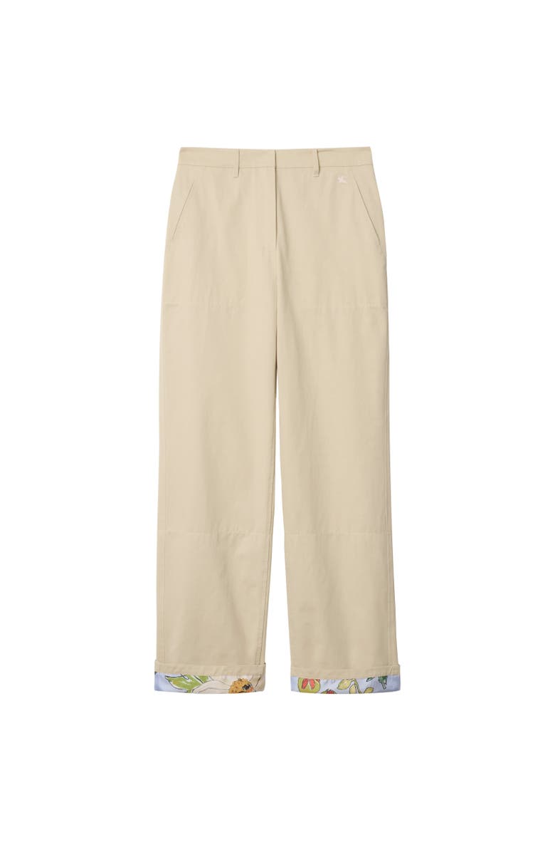 Burberry Highgrove Turn-up Cotton Trousers, Alternate, color, Nutmeg