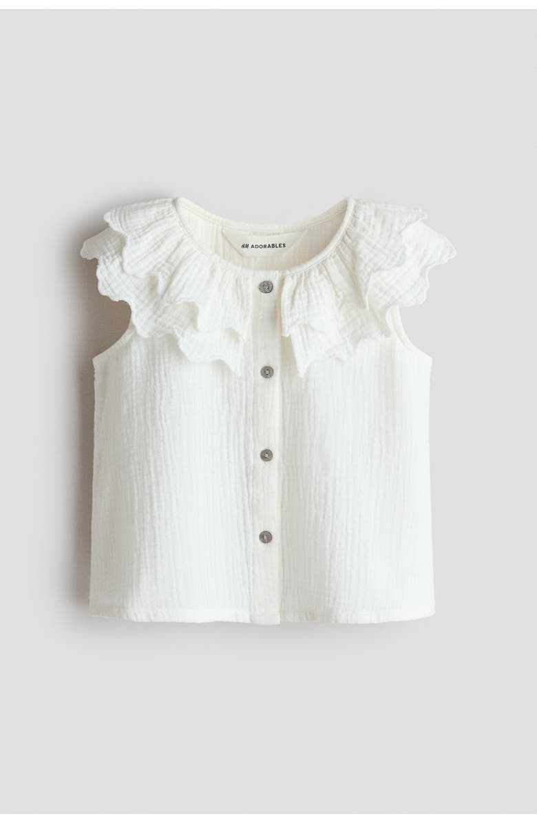 H&M Tiered-collar Cotton Blouse, Main, color, White