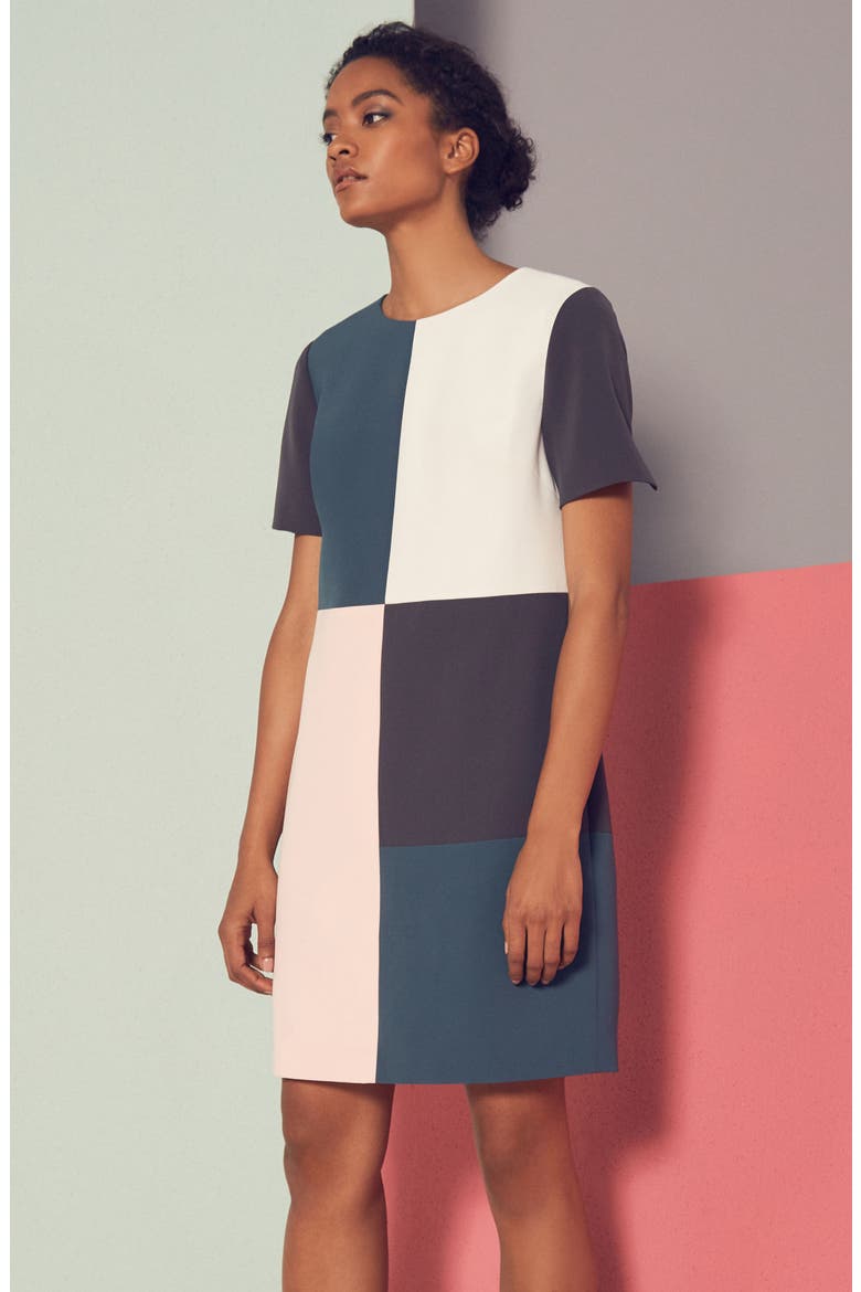 Ardell Colorblock Dress, Alternate, color, TEAL