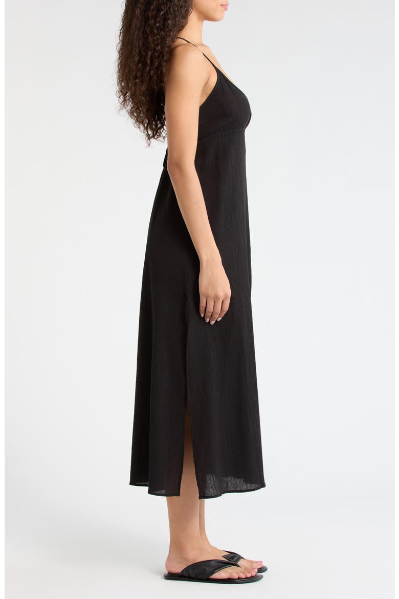 Crinkle Gauze Cover-Up Midi Dress, Alternate, color, BLACK