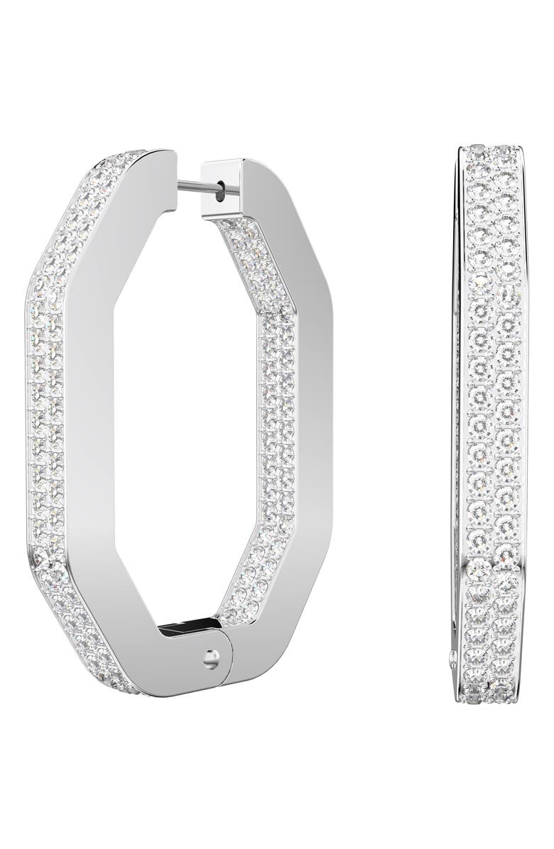 Swarovski Dextera Large Pavé Hexagonal Hoop Earrings, Alternate, color,