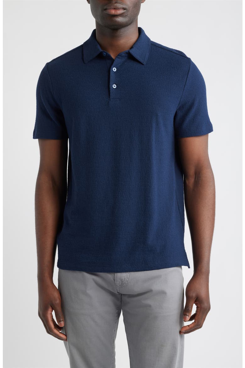 Newman Textured Cotton Blend Polo, Main, color, BLUE NIGHT