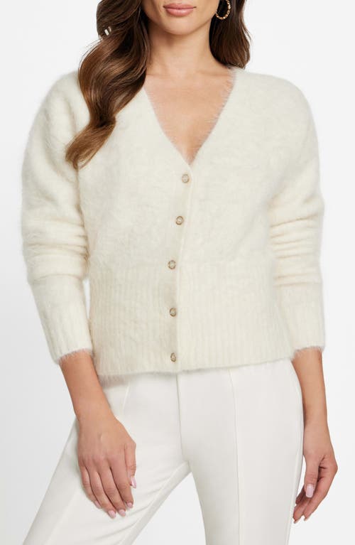 Marciano Agnes Fuzzy Alpaca Blend Cardigan In Brown