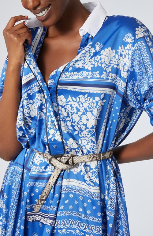 Marina Rinaldi Osanna Print Long Sleeve Maxi Shirtdress In Light Blue