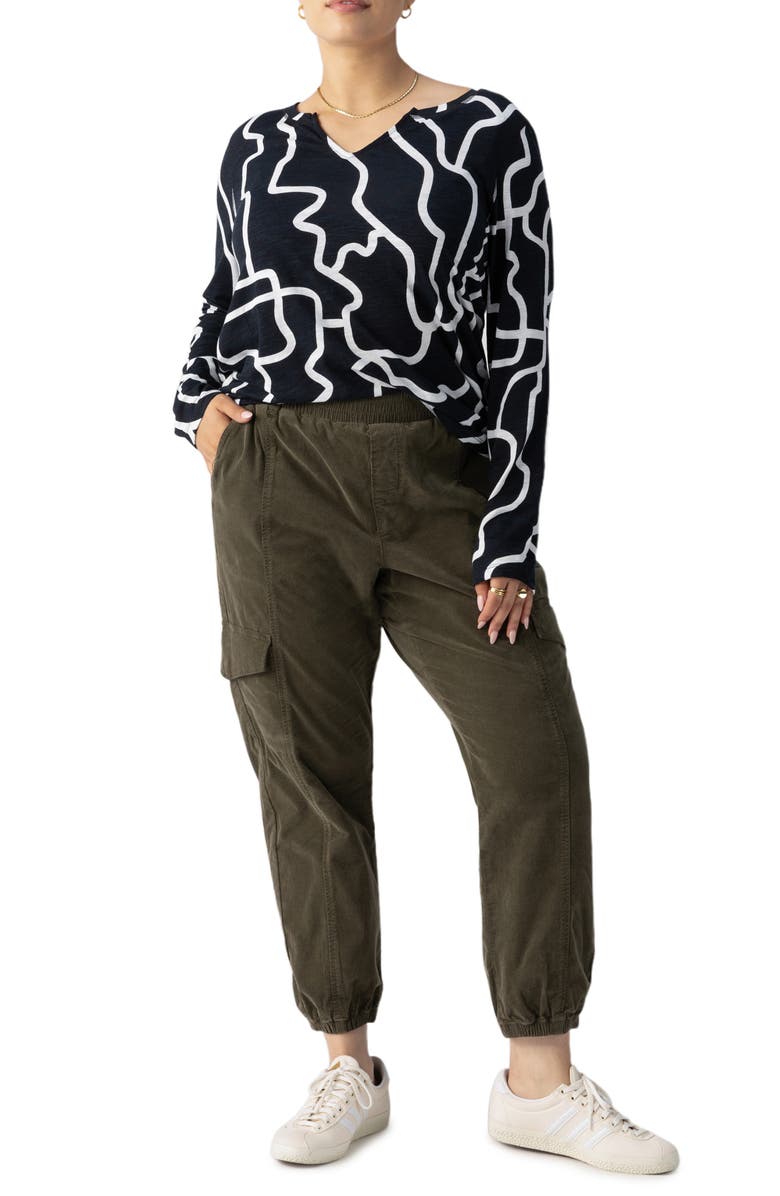 Sanctuary Perfect Notch Print Long Sleeve T-Shirt, Alternate, color, Labyrinth