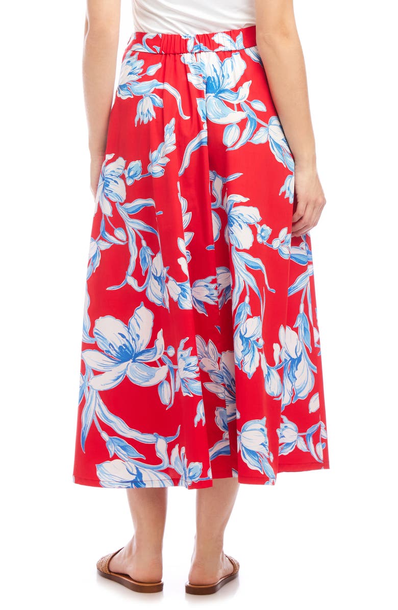Karen Kane Floral Linen A-Line Midi Skirt, Main, color,