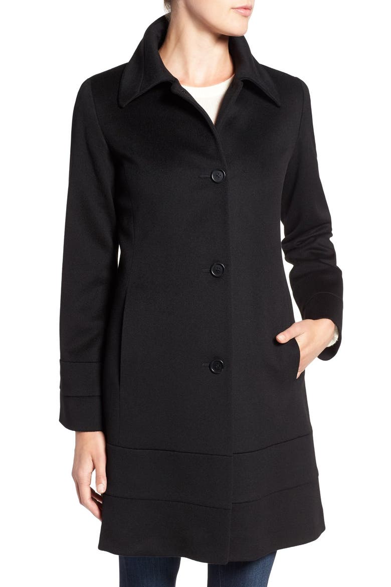 Fit & Flare Wool Coat, Alternate, color, BLACK