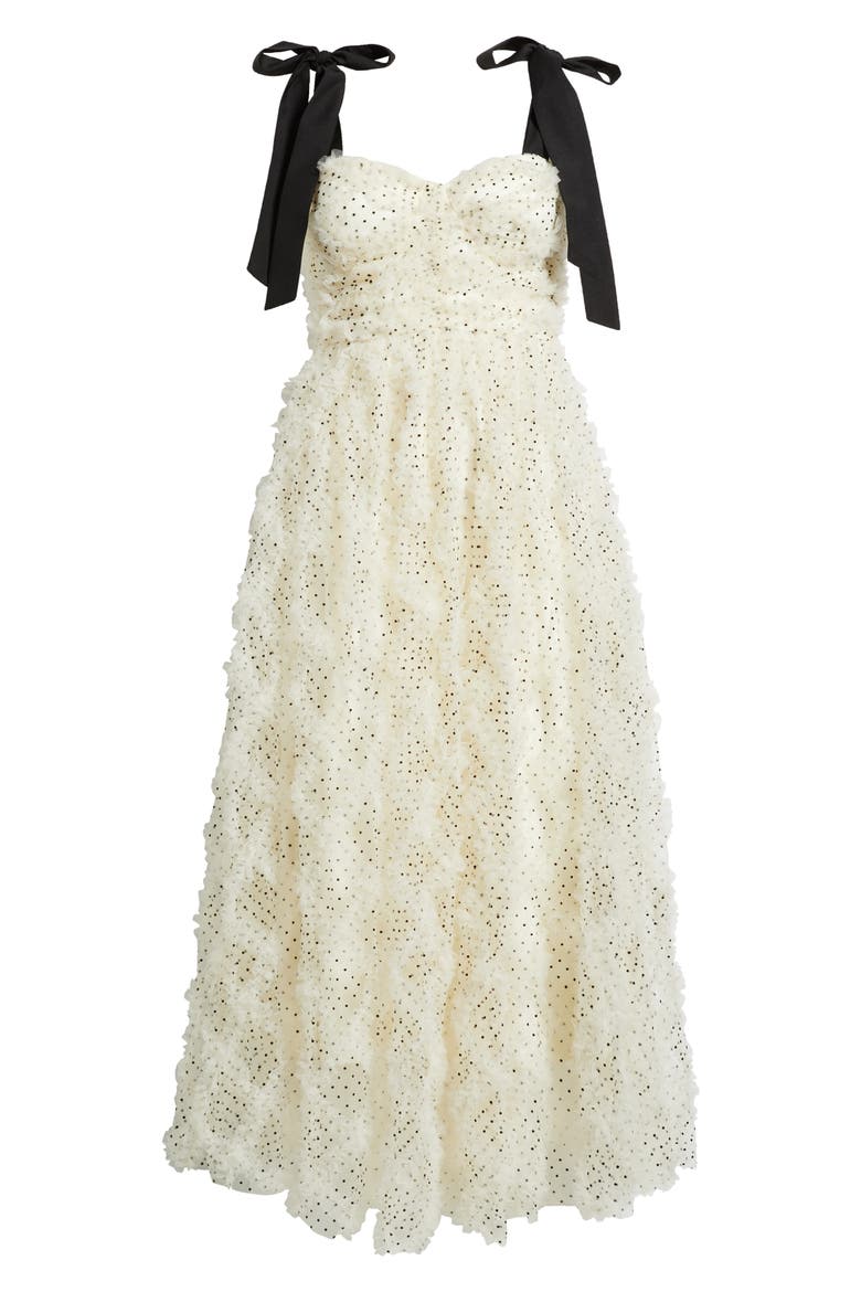 Tulle Corset Bodice Midi Dress, Alternate, color, CREAM BLACK