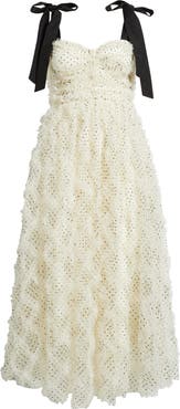 MOON RIVER Tulle Corset Bodice Midi Dress