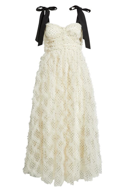 Moon River Tulle Corset Bodice Midi Dress In White