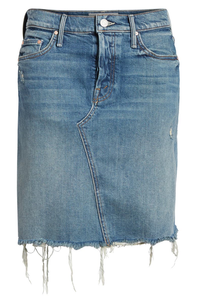 MOTHER The Tomcat Fray Denim Skirt, Alternate, color,