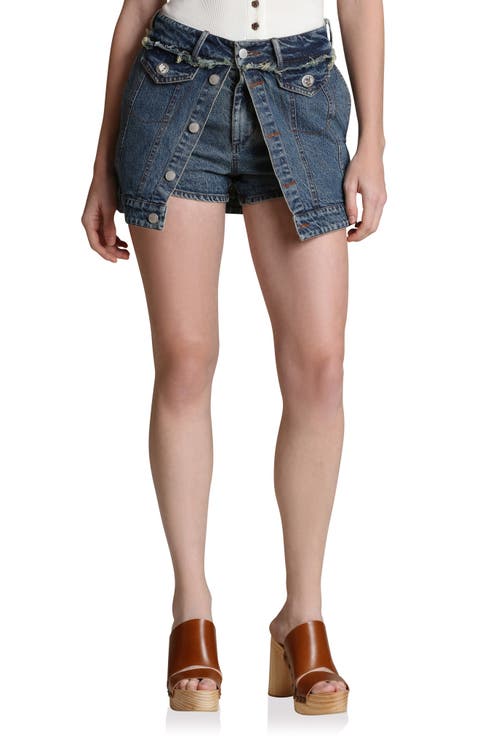 Front Split Denim Miniskort