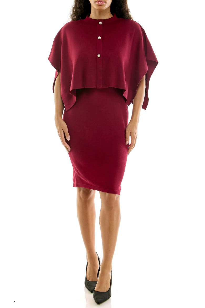 Mock Neck Popover Dress, Main, color, CRIMSON