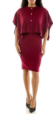 Nina Leonard Mock Neck Popover Dress