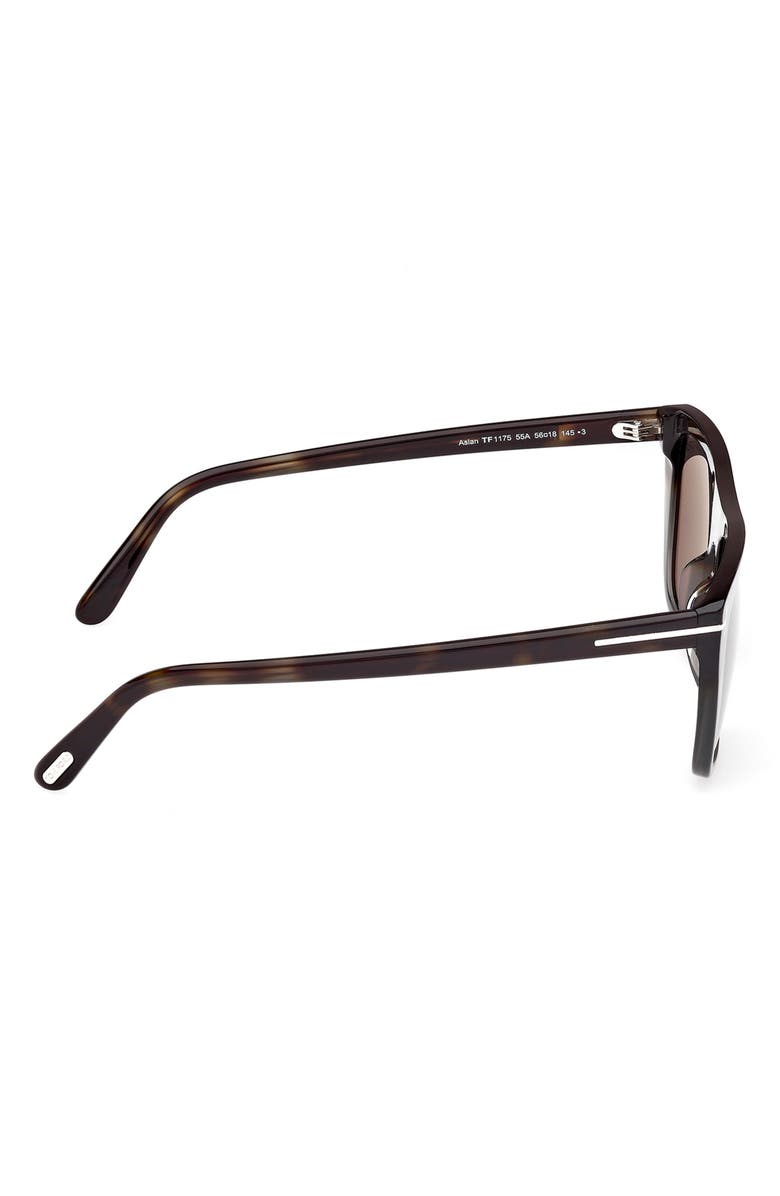 TOM FORD Aslan 56mm Rectangular Sunglasses, Alternate, color, Havana Into Grey Havana