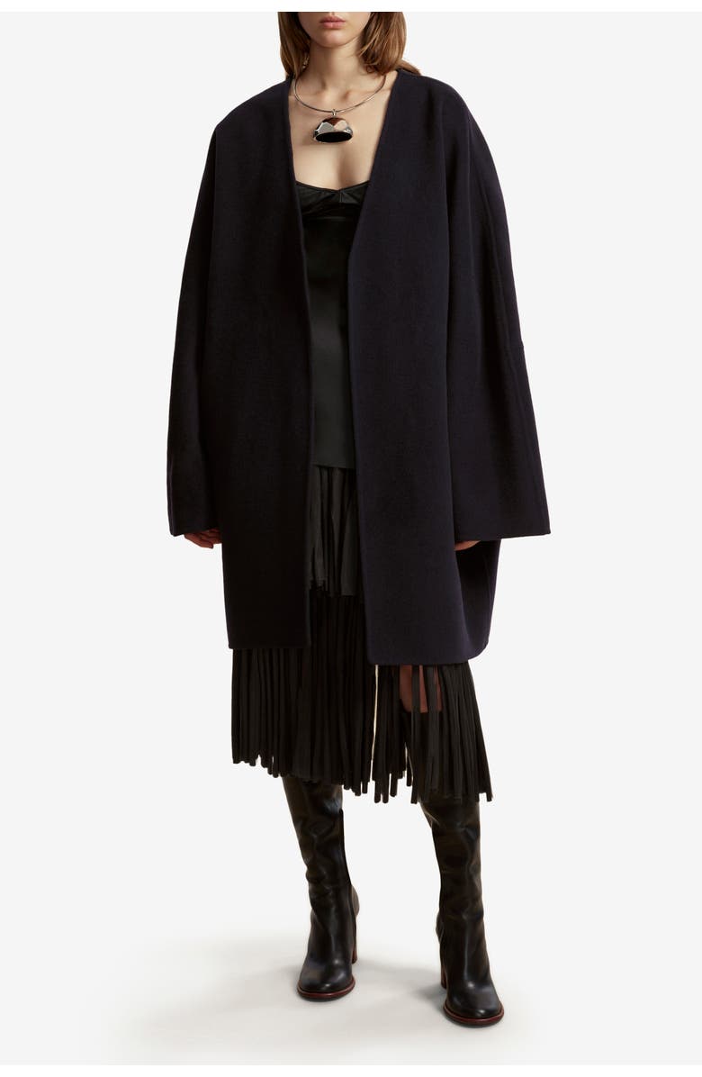 Marina Moscone Double Faced Wool Cocoon Coat, Alternate, color, Navy