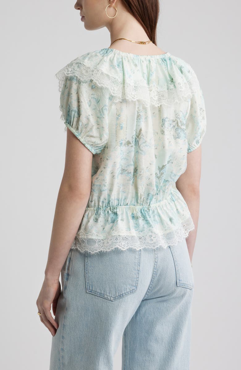 Treasure & Bond Lace Trim Puff Sleeve Peplum Top, Alternate, color, Blue Wallpaper Collage