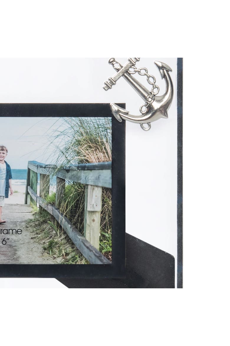 Glass 4X6 Photo Frame With Pewter Anchor, Alternate, color, Black
