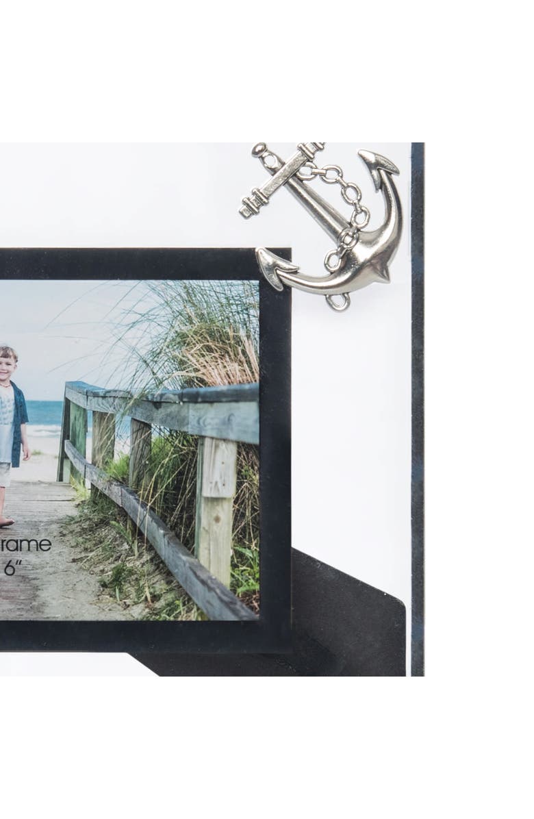Beachcombers Glass 4X6 Photo Frame With Pewter Anchor, Alternate, color, Black