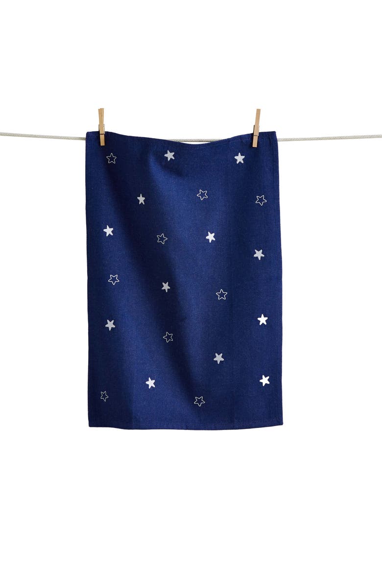 Star Dishtowel Blue Denim Cotton Summer, Main, color, Blue
