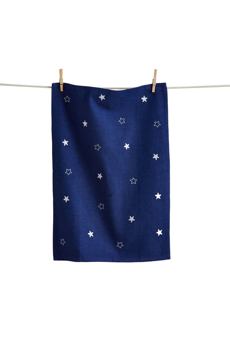 tag Star Dishtowel Blue Denim Cotton Summer, Main, color, Blue